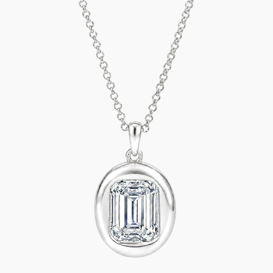 Vélora 4 Carat Emerald-Cut Moissanite Bold Bezel Necklace