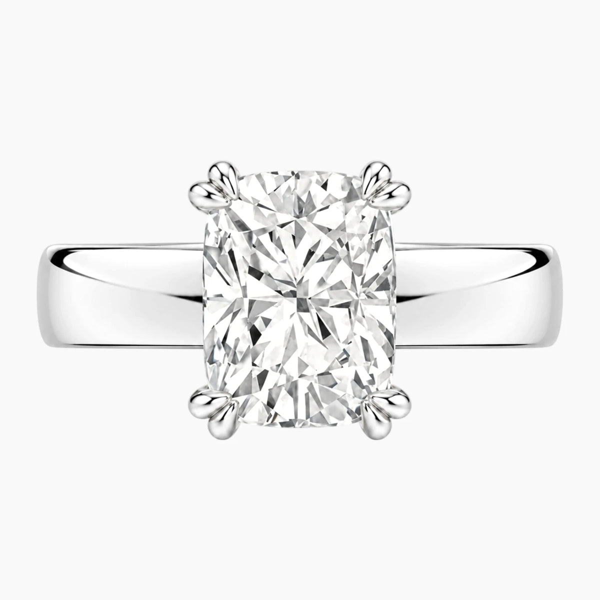 Veyra 3 Carat Elongated Cushion Double-Claw Wide Band Moissanite Ring