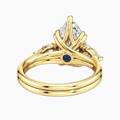 Vaelora 3 Carat Pear Three-Stone Double Band Moissanite Ring