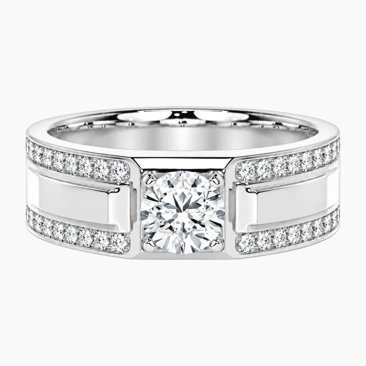 Édrien Round Moissanite Pavé Wide Band Ring