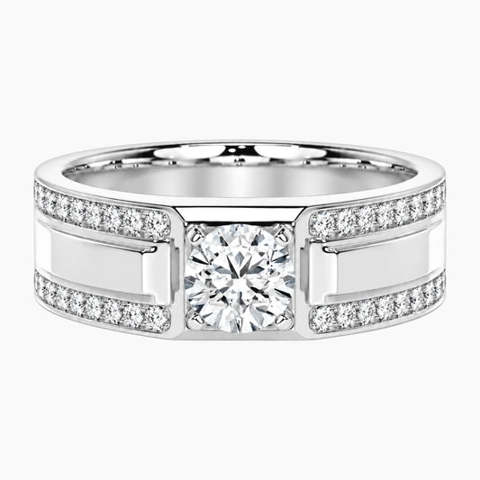 Édrien Round Moissanite Pavé Wide Band Ring