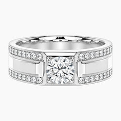 Édrien Round Moissanite Pavé Wide Band Ring
