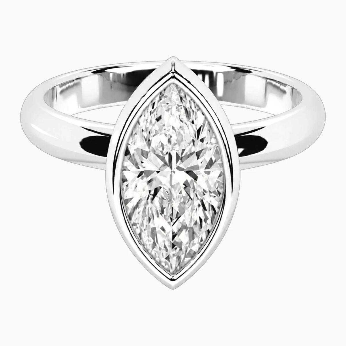 Luna Marquise Bezel Moissanite Ring – 2.6mm Band