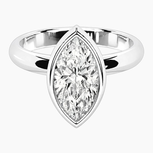 Luna Marquise Bezel Moissanite Ring – 2.6mm Band