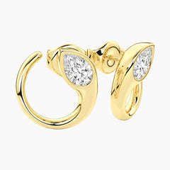 Sévrine Pear Bezel-Set Moissanite Hoop Earrings