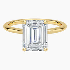 Tulip Emerald Cut Moissanite Solitaire Ring