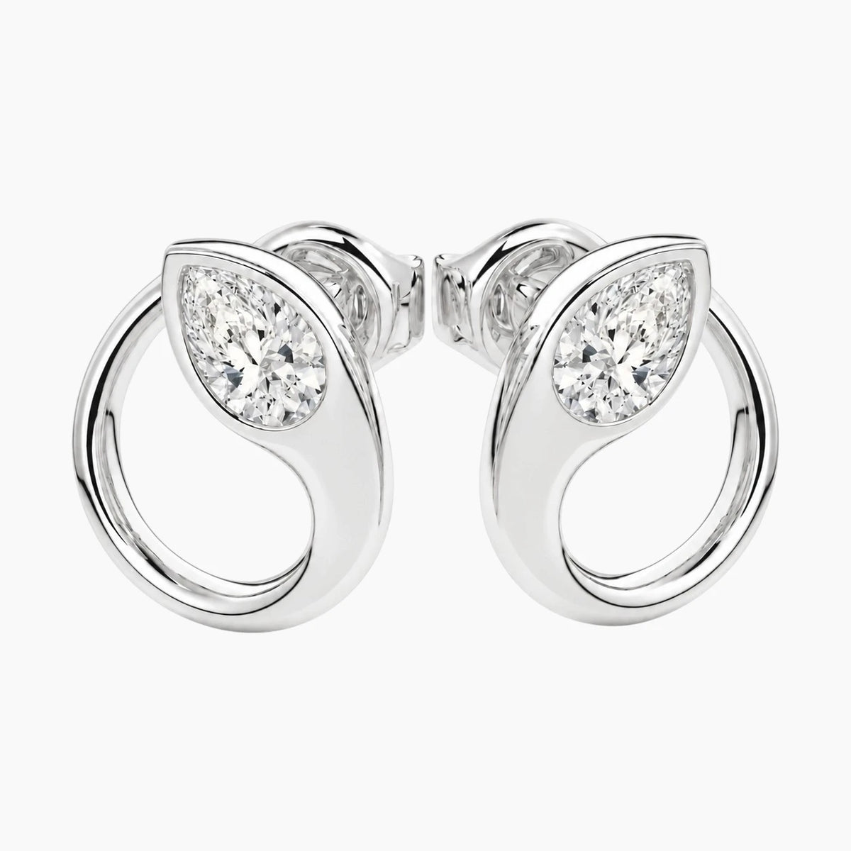 Sévrine Pear Bezel-Set Moissanite Hoop Earrings