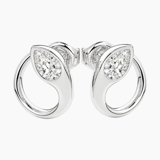 Sévrine Pear Bezel-Set Moissanite Hoop Earrings