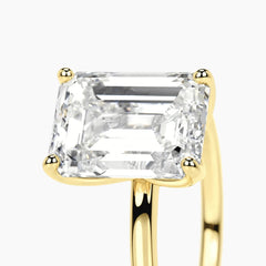 Tulip Emerald Cut Moissanite Solitaire Ring