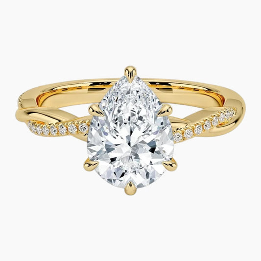 Petite Twisted Vine Pear Moissanite Ring