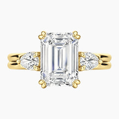 Vaelora 3 Carat Emerald Three-Stone Double Band Moissanite Ring