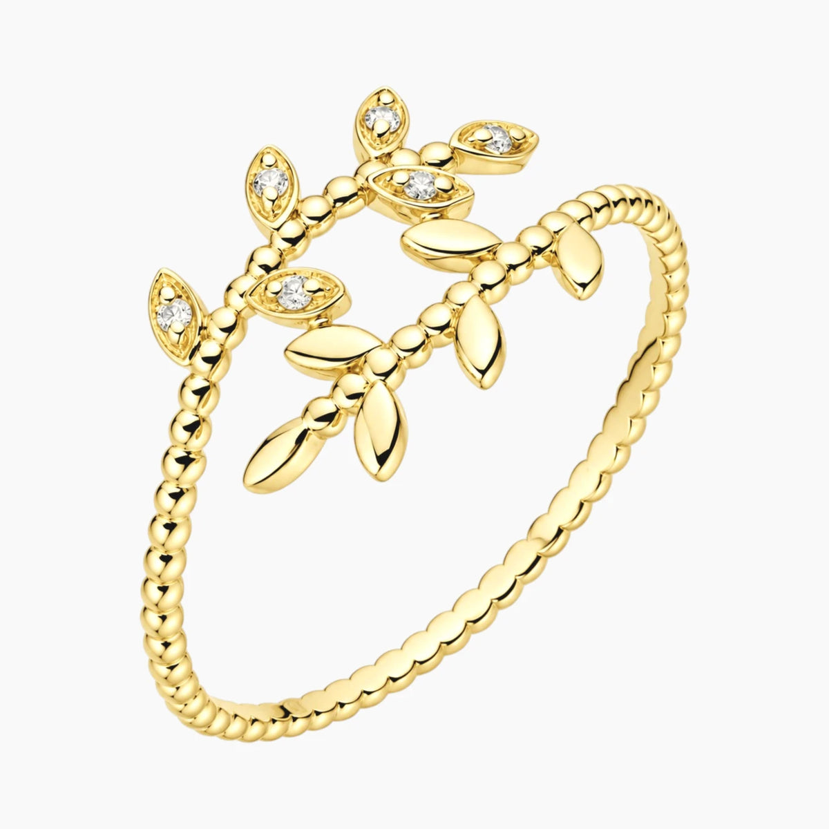 Sylvéra Vintage Leaf Moissanite Open Ring
