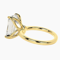 Tulip Emerald Cut Moissanite Solitaire Ring