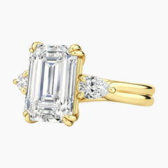 Vaelora 3 Carat Emerald Three-Stone Double Band Moissanite Ring