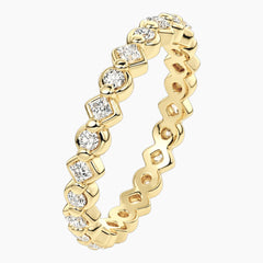 Cévelline Princess & Round Moissanite Eternity Band