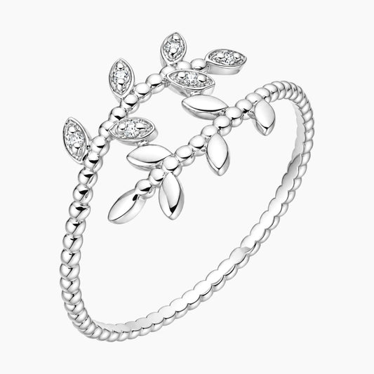 Sylvéra Vintage Leaf Moissanite Open Ring