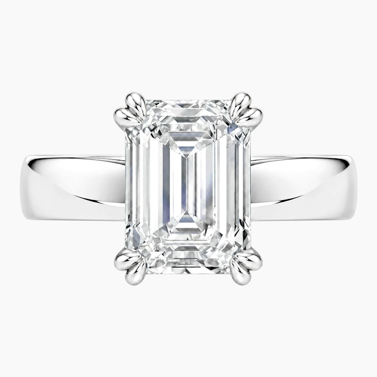 Veyra 3 Carat Emerald Double-Claw Wide Band Moissanite Ring