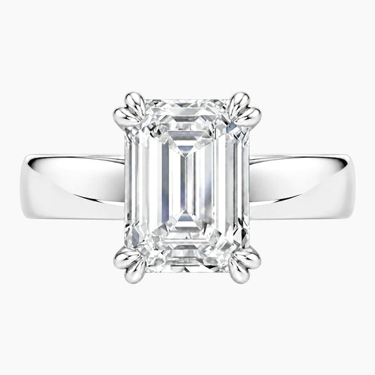 Veyra 3 Carat Emerald Double-Claw Wide Band Moissanite Ring