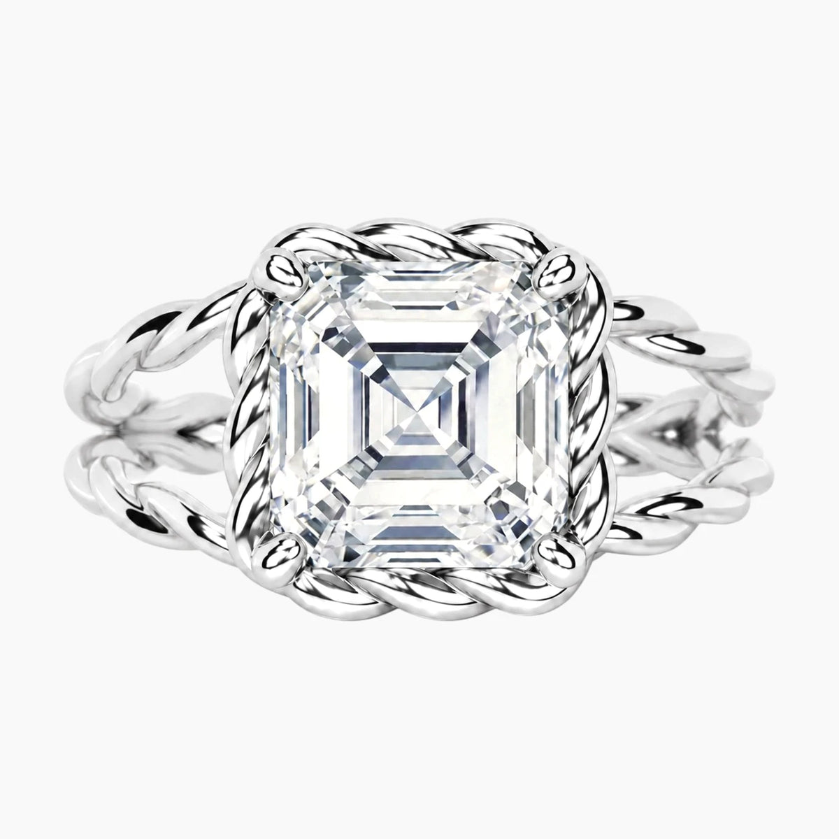 Tressa 3.5 Carat Asscher Moissanite Twisted Rope Ring