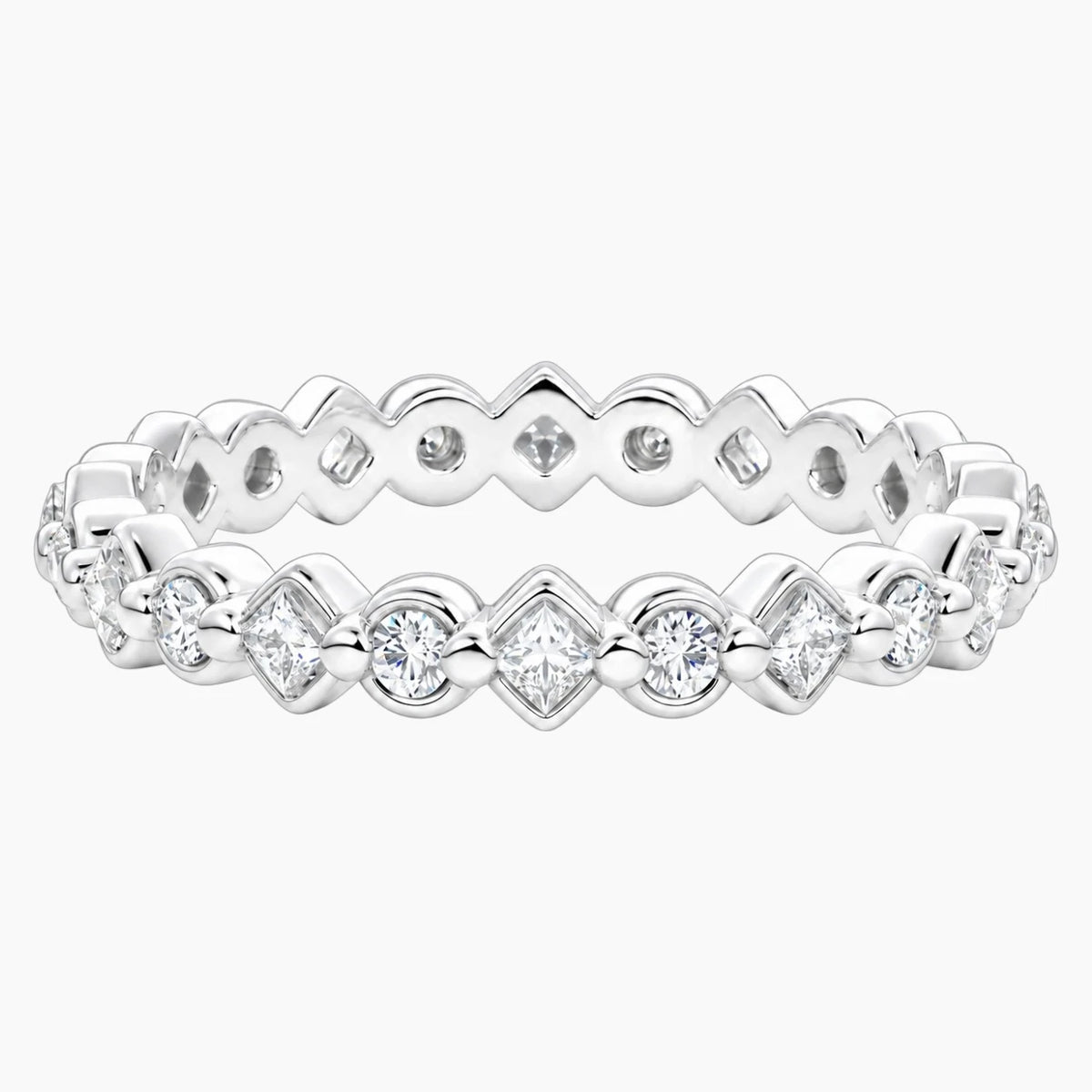 Cévelline Princess & Round Moissanite Eternity Band