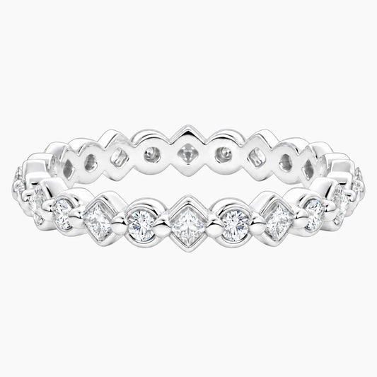 Cévelline Princess & Round Moissanite Eternity Band