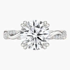 - Elowen 2ct Round Twisted Vine Moissanite Ring