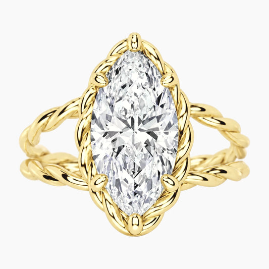 Tressa 3 Carat Marquise Moissanite Twisted Rope Ring