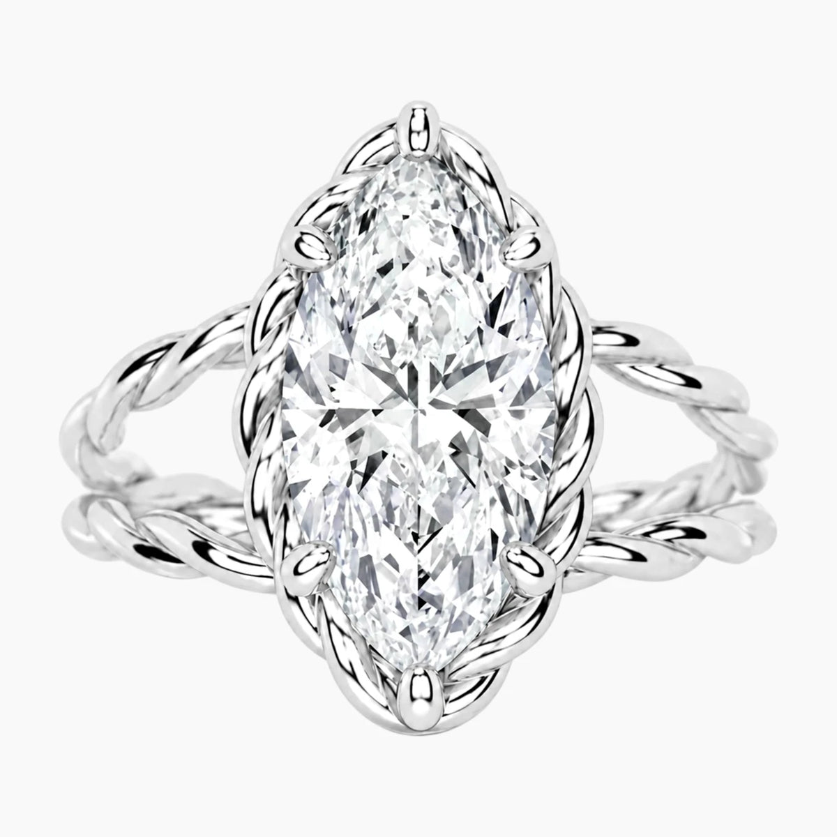 Tressa 3 Carat Marquise Moissanite Twisted Rope Ring