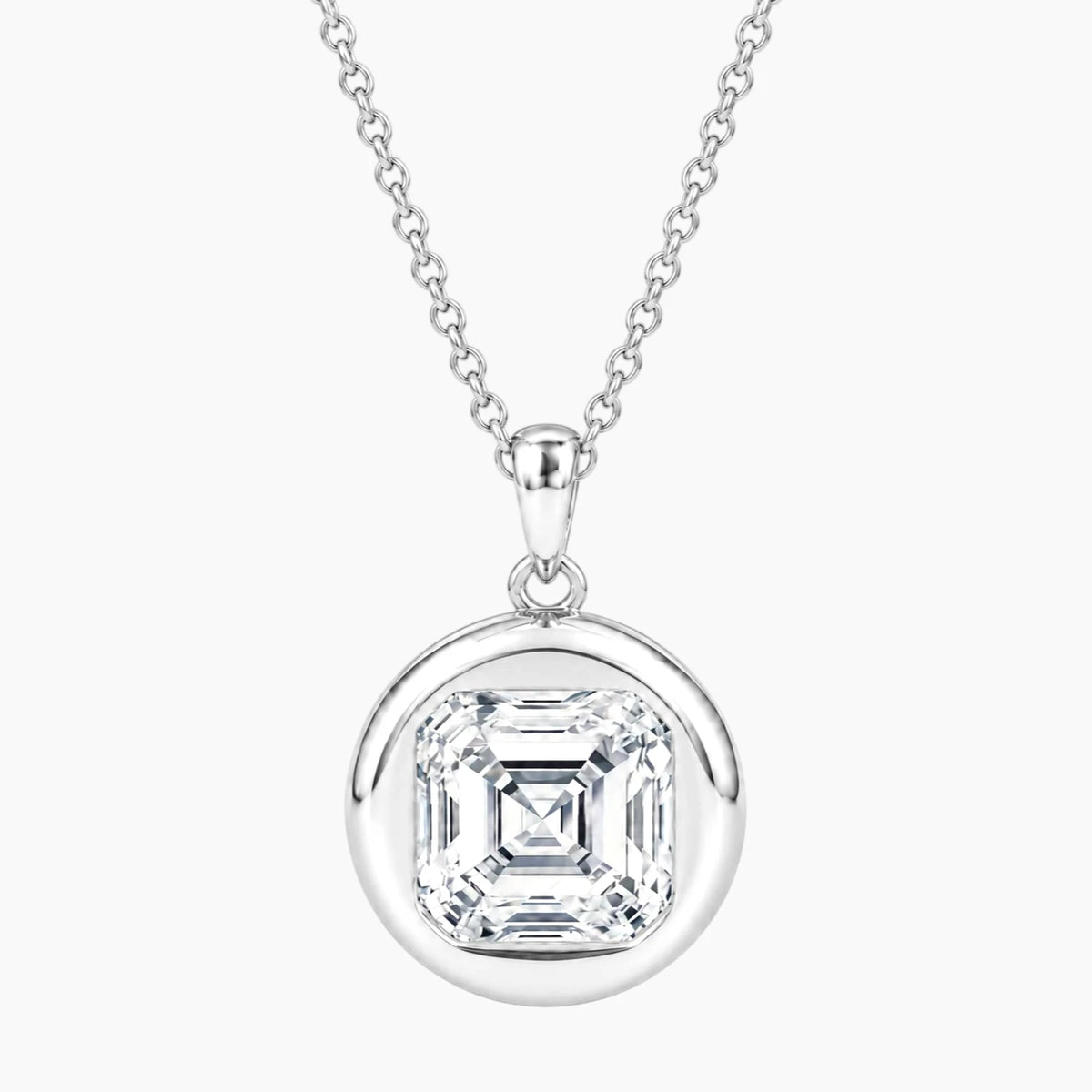 Vélora 3.5 Carat Asscher-Cut Moissanite Bold Bezel Necklace