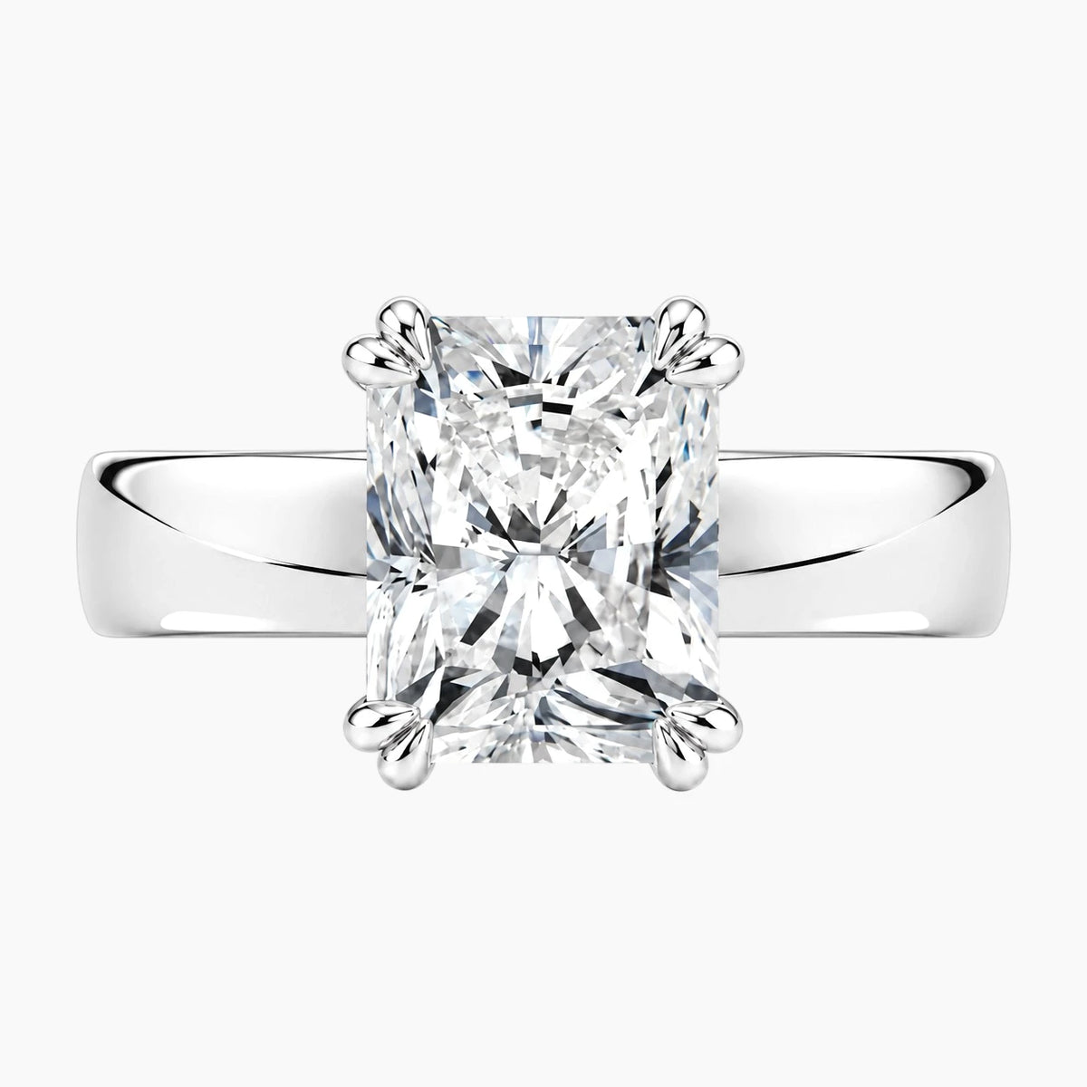 Veyra 3 Carat Radiant Double-Claw Wide Band Moissanite Ring