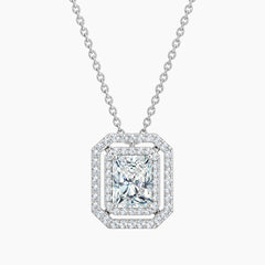 Aurélisse 1 Carat Radiant Moissanite Double Halo Necklace