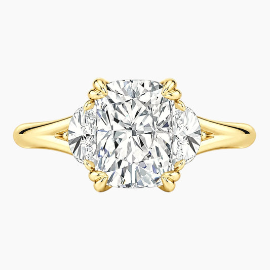 Rosélia 2 Carat Elongated Cushion Three-Stone Moissanite Ring