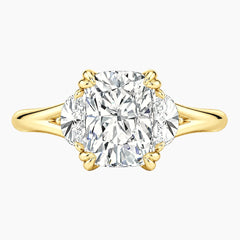 Rosélia 2 Carat Elongated Cushion Three-Stone Moissanite Ring