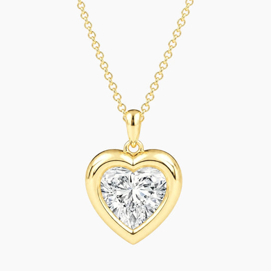 Vélora 3 Carat Heart-Cut Moissanite Bold Bezel Necklace