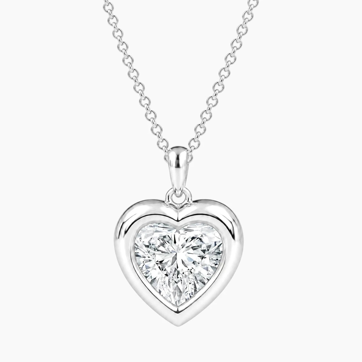 Vélora 3 Carat Heart-Cut Moissanite Bold Bezel Necklace