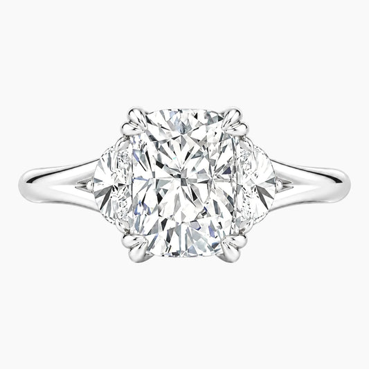Rosélia 2 Carat Elongated Cushion Three-Stone Moissanite Ring
