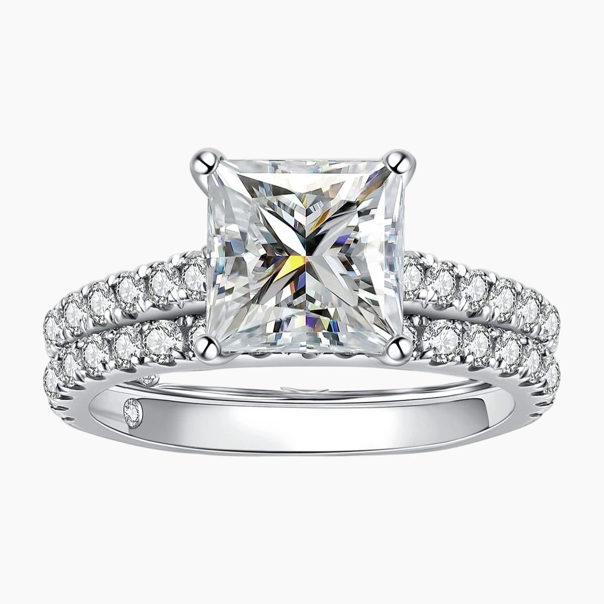 Princess Cut Moissanite  Ring Set