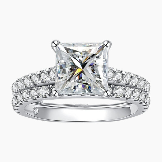 Princess Cut Moissanite  Ring Set