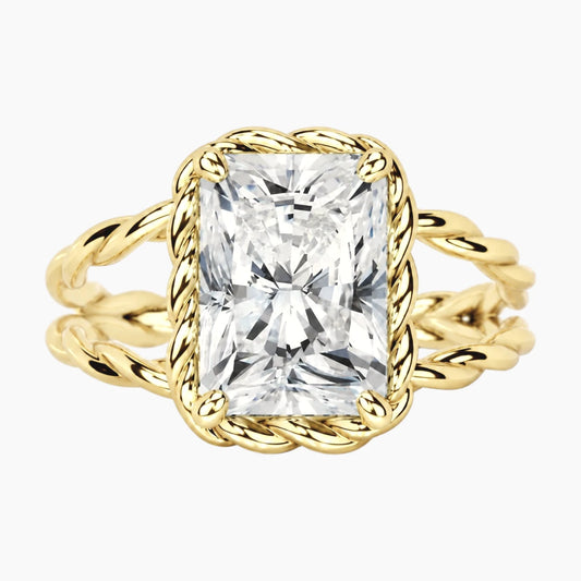 Tressa 4 Carat Radiant Moissanite Twisted Rope Ring