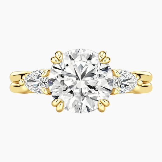 Vaelora 3 Carat Round Three-Stone Double Band Moissanite Ring
