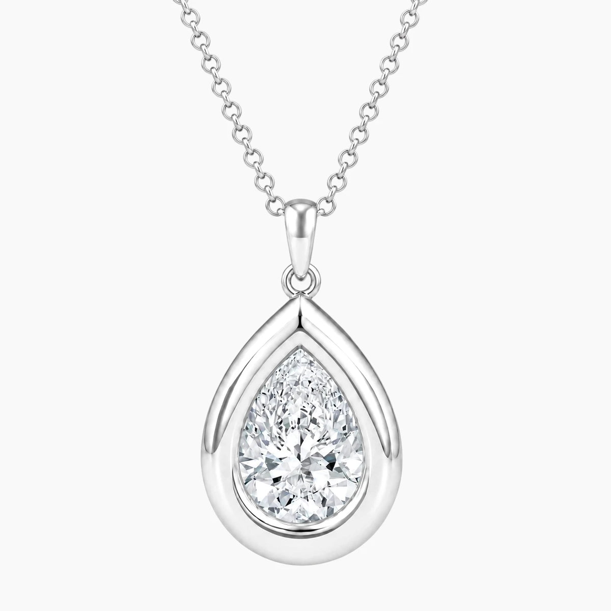 Vélora 4 Carat Pear-Cut Moissanite Bold Bezel Necklace