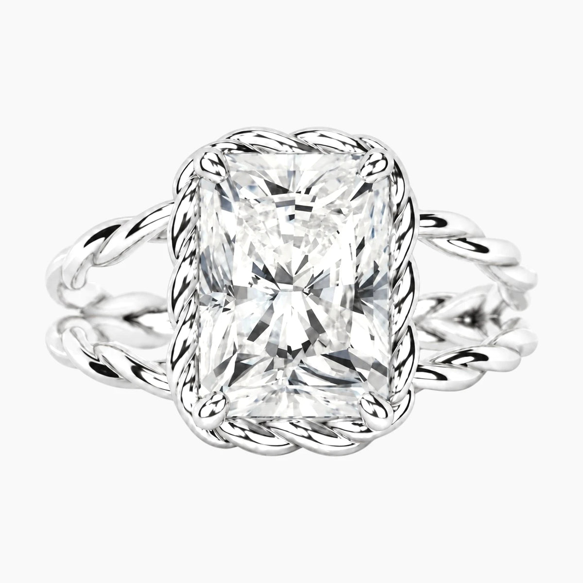 Tressa 4 Carat Radiant Moissanite Twisted Rope Ring