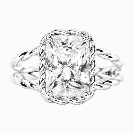 Tressa 4 Carat Radiant Moissanite Twisted Rope Ring