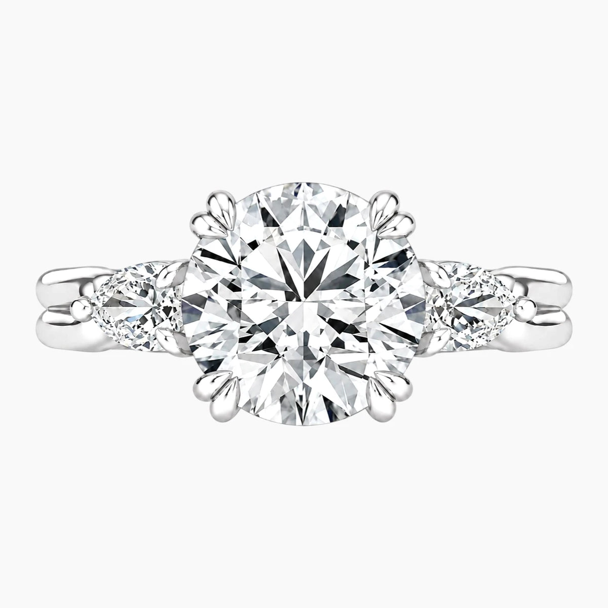 Vaelora 3 Carat Round Three-Stone Double Band Moissanite Ring