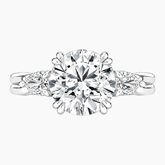 Vaelora 3 Carat Round Three-Stone Double Band Moissanite Ring