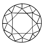 round moissanite gemstone outline with brilliant faceting pattern