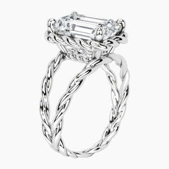 Tressa 4 Carat Emerald Moissanite Twisted Rope Ring