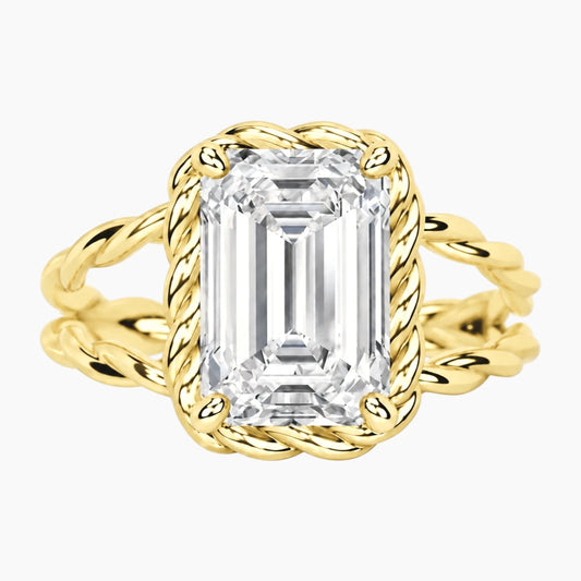 Tressa 4 Carat Emerald Moissanite Twisted Rope Ring