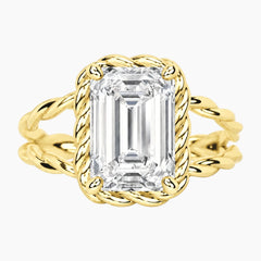 Tressa 4 Carat Emerald Moissanite Twisted Rope Ring