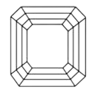 Asscher cut moissanite outline, geometric octagonal gemstone shape, transparent background